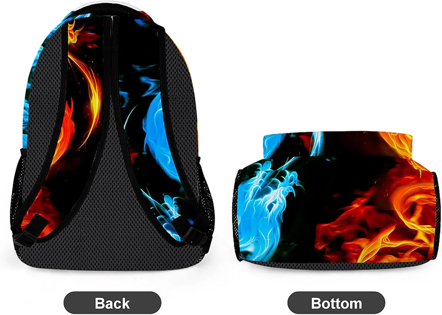 Ice & Fire Dragon Backpack, Lightweight Durable Laptop Bag 3D Printed Daypack with Multiple Pockets, Stylish Shoulders Backpack(Ice & Fire Dragon)