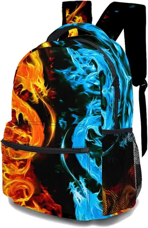 Ice & Fire Dragon Backpack, Lightweight Durable Laptop Bag 3D Printed Daypack with Multiple Pockets, Stylish Shoulders Backpack(Ice & Fire Dragon)