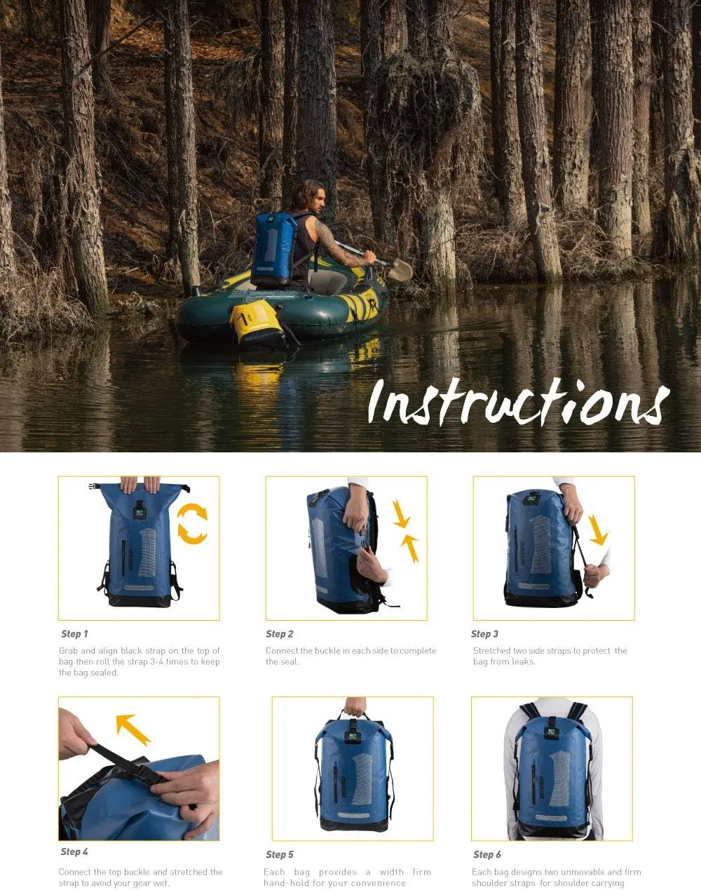 IDRYBAG Waterproof Backpack for Men 20L/30L/40L, Floating Dry Bag Kayak, Dry Backpack Hiking
