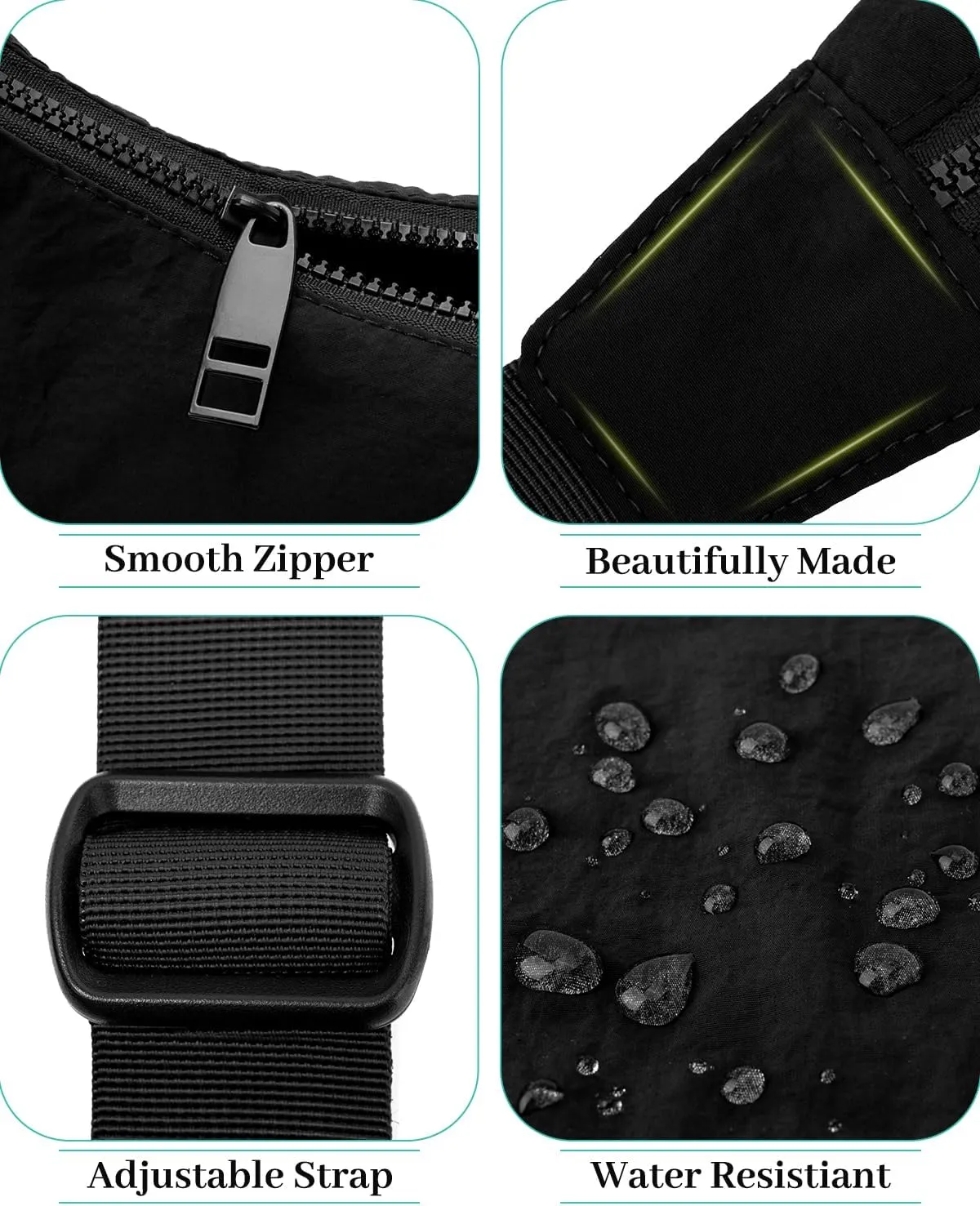 Iioscre Medium Crossbody Crescent Bag for Women Men Trendy, Nylon Crossbody Hobo Bag with Adjustable Strap and Inner Pockets.