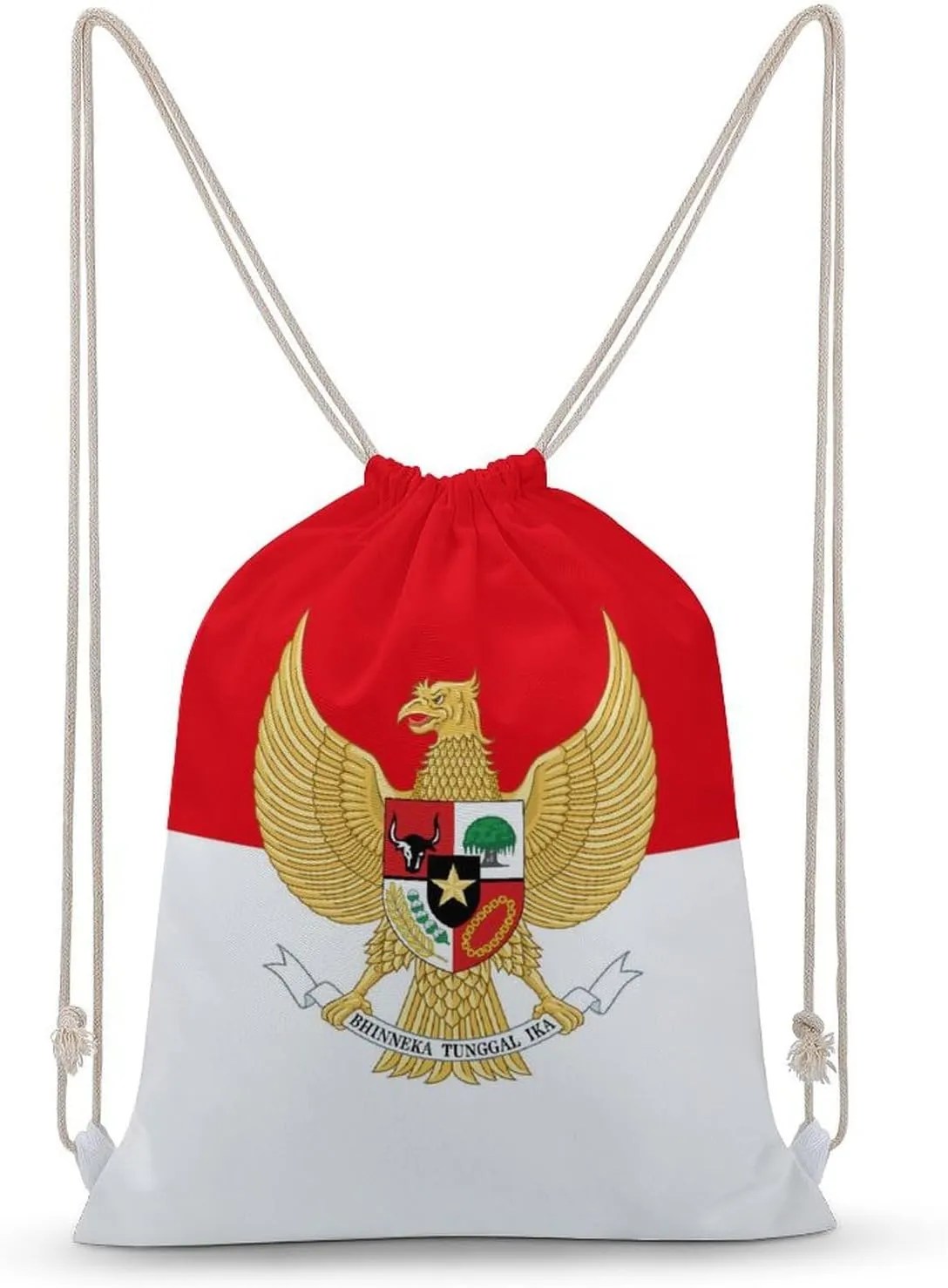 Indonesian Flag Indonesia Emblem Unisex Backpack Casual Daypacks Canvas Bag for Camping Hiking Travel 30x40cm