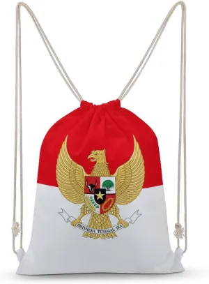 Indonesian Flag Indonesia Emblem Unisex Backpack Casual Daypacks Canvas Bag for Camping Hiking Travel 30x40cm