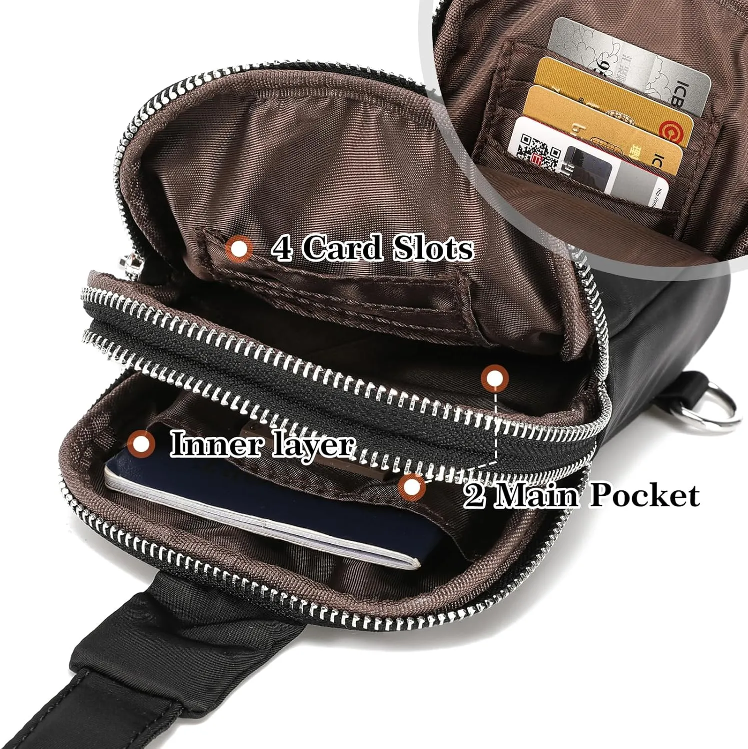 INICAT Nylon Small Crossbody Bags for Women 1L Sling Bag for Men Shoulder Bag Fanny Pack Travel Essentials