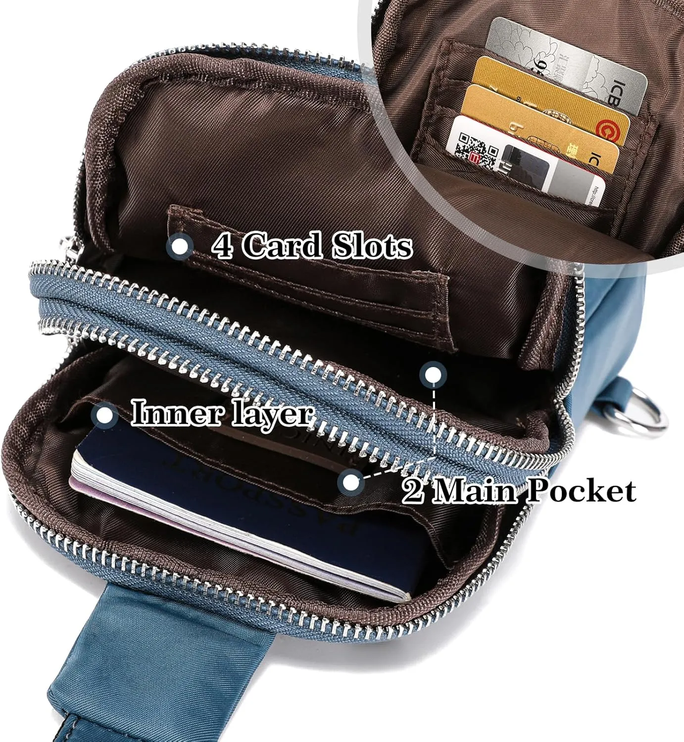 INICAT Nylon Small Crossbody Bags for Women 1L Sling Bag for Men Shoulder Bag Fanny Pack Travel Essentials