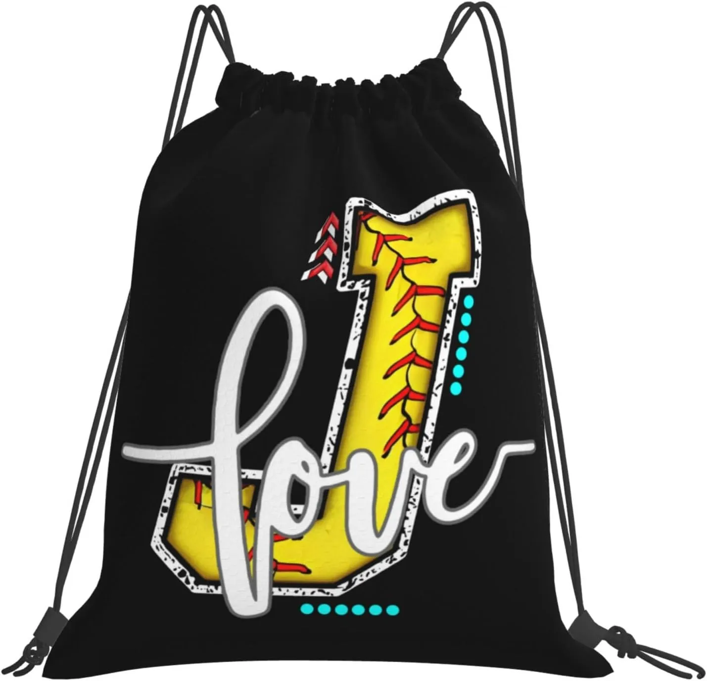 Initials Drawstring Backpack Black Cinch Bags Foldable Sports Gym Sackpack For Men Women (Softball Letter J)