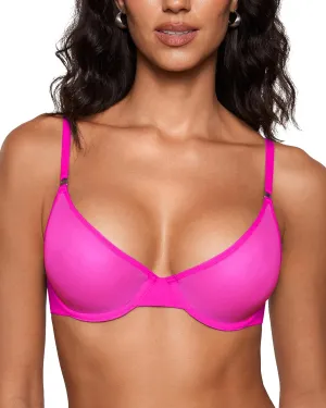 INLYRIC Women's Cosnufy Sheer Balconette Bra Demi Unlined Plunge Mesh See Through Sexy Bras Underwire