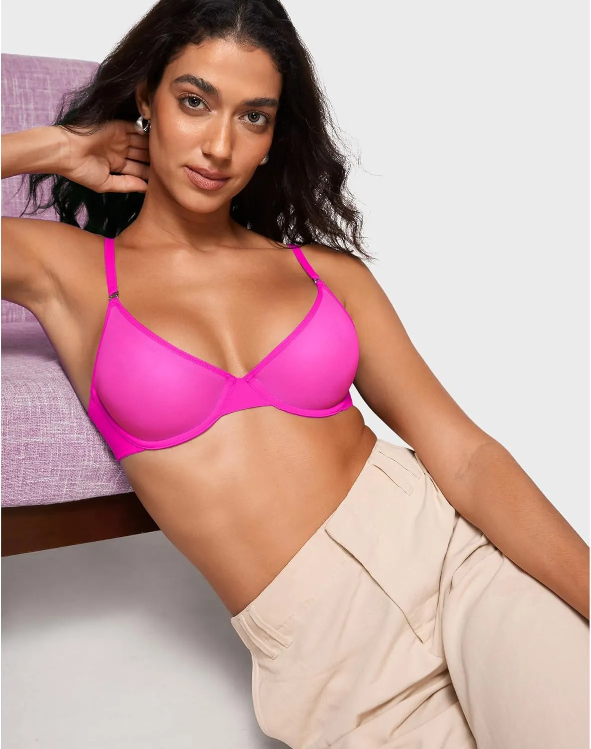 INLYRIC Women's Cosnufy Sheer Balconette Bra Demi Unlined Plunge Mesh See Through Sexy Bras Underwire