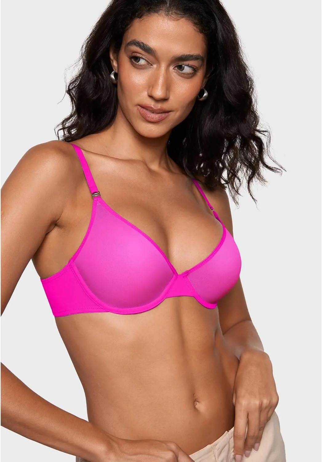INLYRIC Women's Cosnufy Sheer Balconette Bra Demi Unlined Plunge Mesh See Through Sexy Bras Underwire