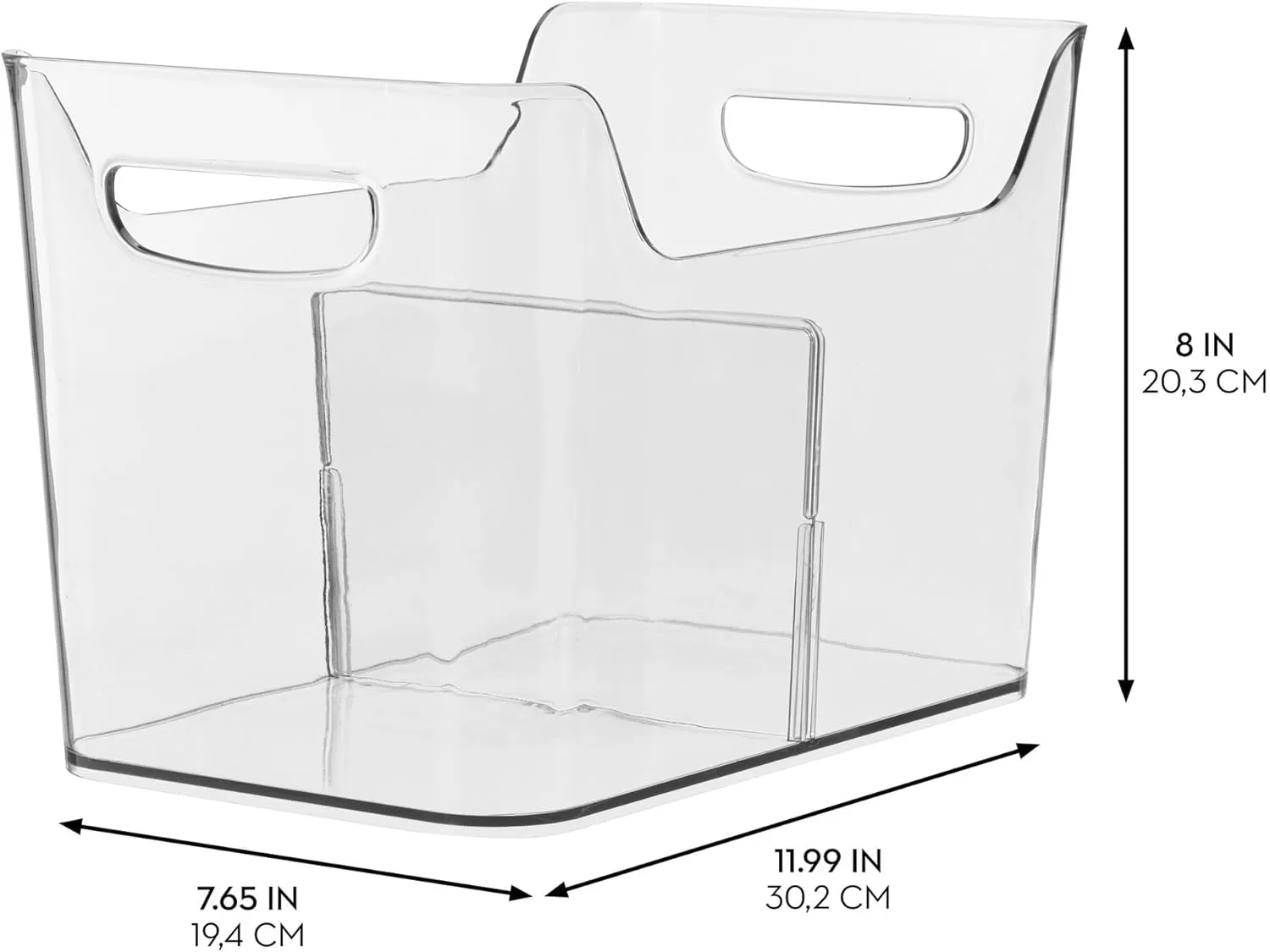 InterDesign iDesign Divided Fridge Organizer Bin with Handles - Refrigerator or Freezer Bin - Clear