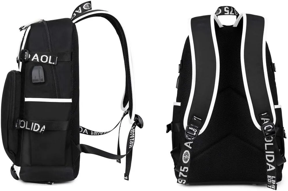 ISaikoy Anime Solo Leveling Backpack Bookbag Daypack School Bag Laptop Bag with USB Charging Port 3