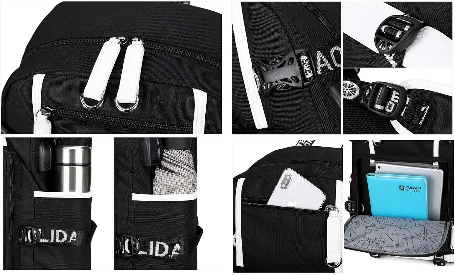 ISaikoy Anime Solo Leveling Backpack Bookbag Daypack School Bag Laptop Bag with USB Charging Port 3