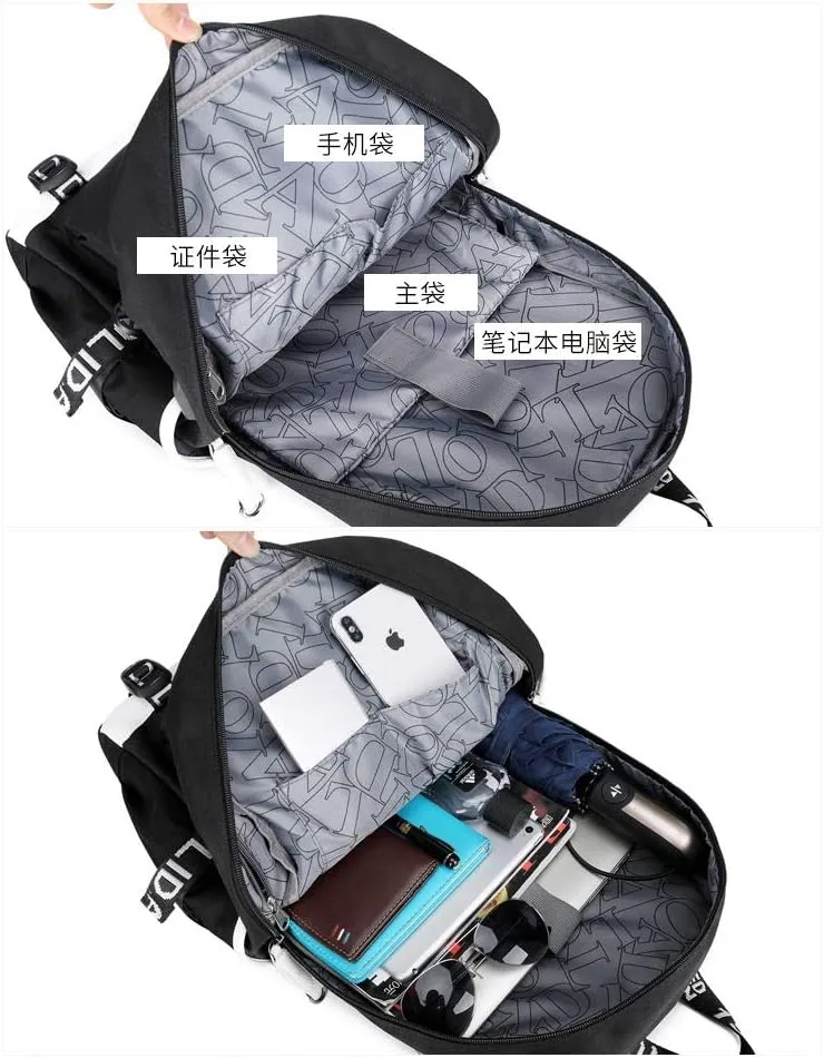 ISaikoy Anime Solo Leveling Backpack Bookbag Daypack School Bag Laptop Bag with USB Charging Port 3