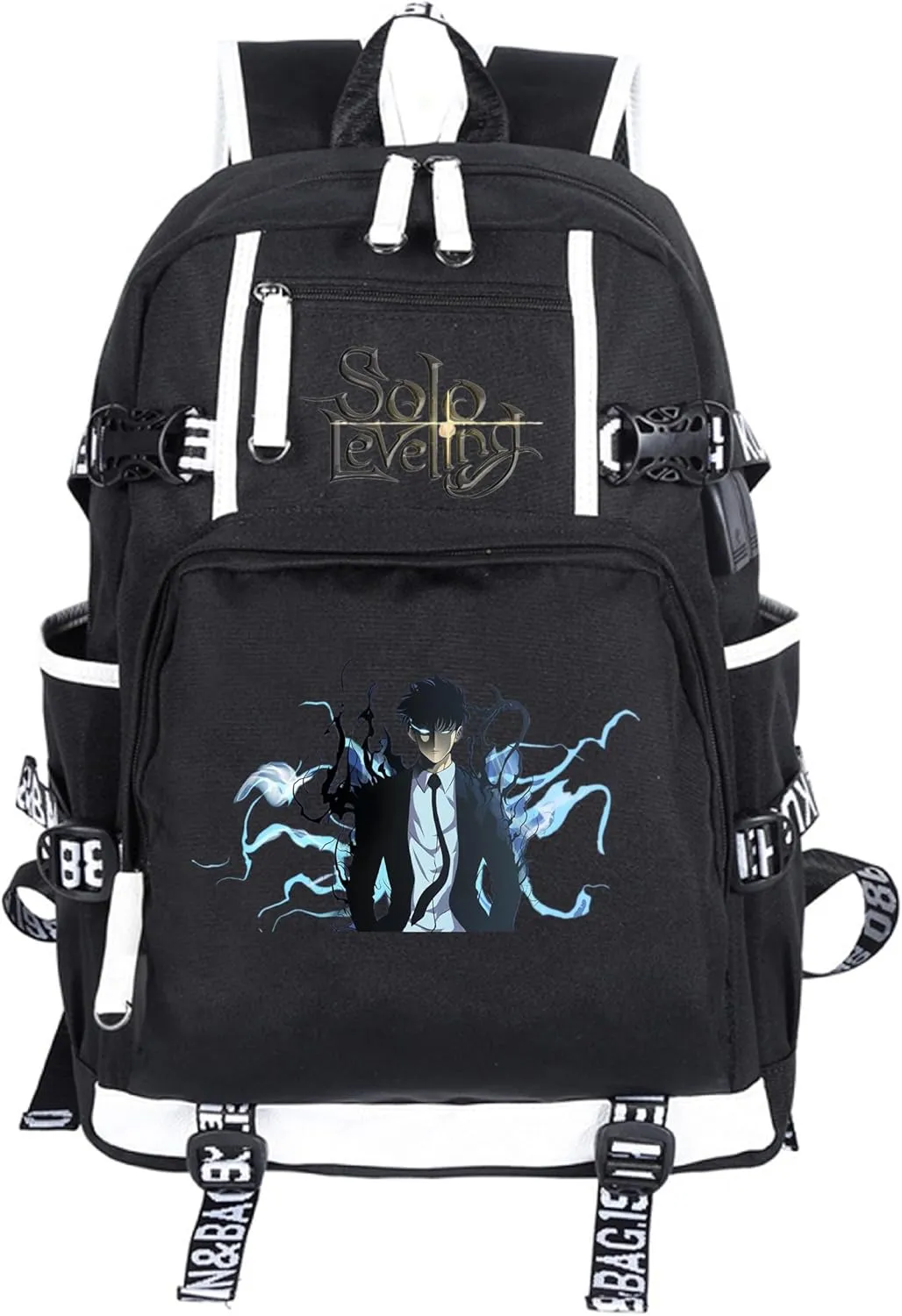 ISaikoy Anime Solo Leveling Backpack Bookbag Daypack School Bag Laptop Bag with USB Charging Port 3