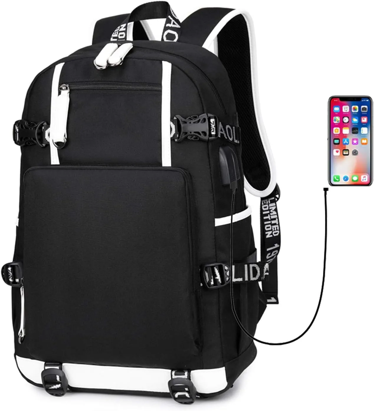 ISaikoy Anime Solo Leveling Backpack Bookbag Daypack School Bag Laptop Bag with USB Charging Port 3
