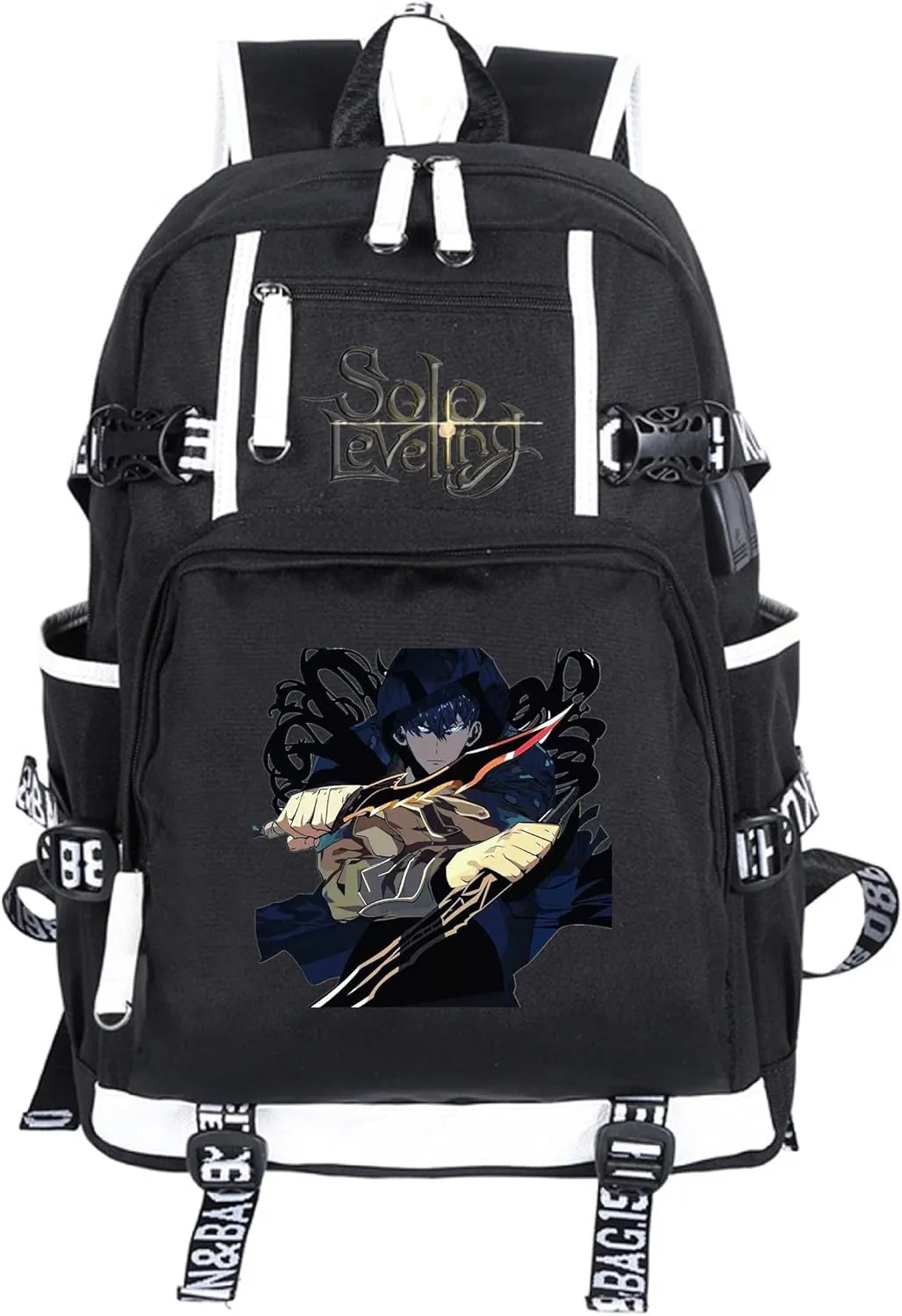 ISaikoy Anime Solo Leveling Backpack Bookbag Daypack School Bag Laptop Bag with USB Charging Port 7