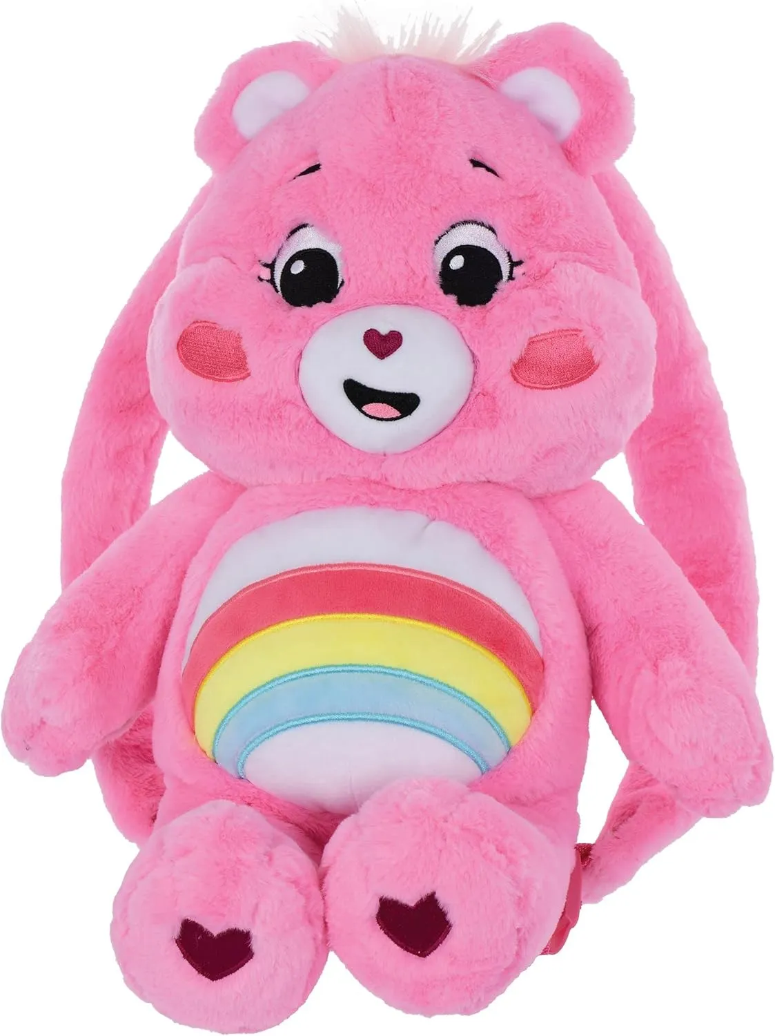 iscream Care Bears Cheer Bear Shaped 16"x 12" Furry Backpack with Adjustable Straps And Zipper Closure