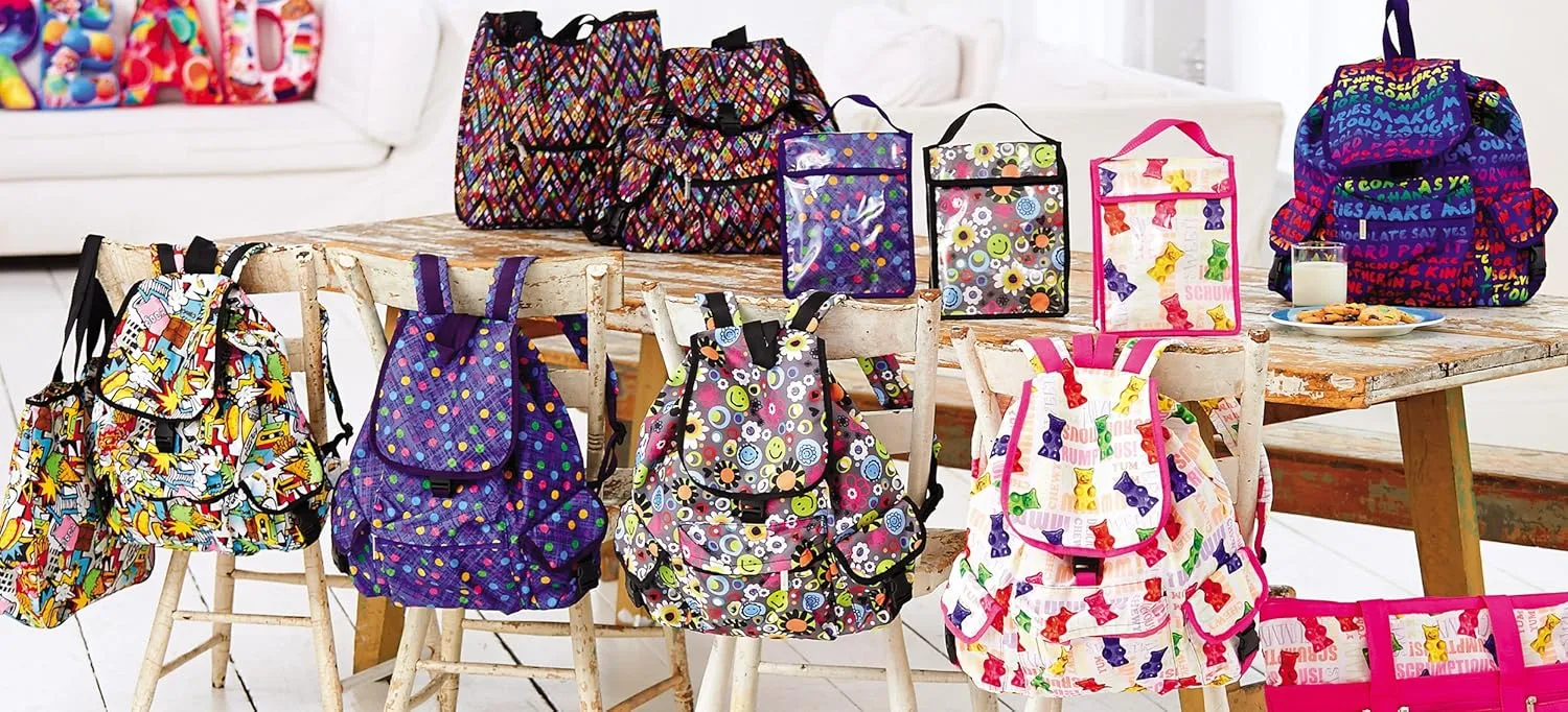 iscream Comic Laughs Deluxe Knapsack Style 16.5" x 13" Backpack with Multi Pockets and Drawstring & Flap Closure