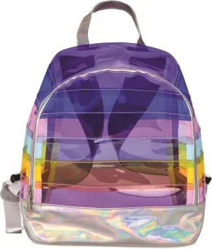 iscream Icy Rainbow Iridescent Clear Mini 10" x 10" Backpack for Fun and Travel