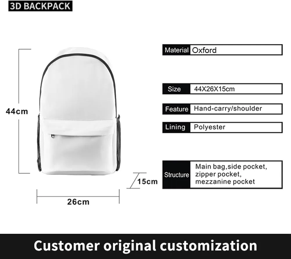 ItsFunneh Krew District Merch Zipper Backpack Men/Women Funny Cartoon Canvas Bag Oxford Cloth Travel Bag (HL07126)