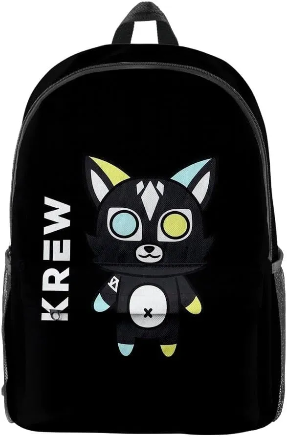 ItsFunneh Krew District Merch Zipper Backpack Men/Women Funny Cartoon Canvas Bag Oxford Cloth Travel Bag (HL07126)