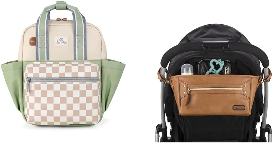 Itzy Ritzy Toddler Backpack with Adjustable Straps & Stroller Caddy/Organizer with Zippered Pocket & Adjustable Straps