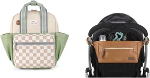 Itzy Ritzy Toddler Backpack with Adjustable Straps & Stroller Caddy/Organizer with Zippered Pocket & Adjustable Straps