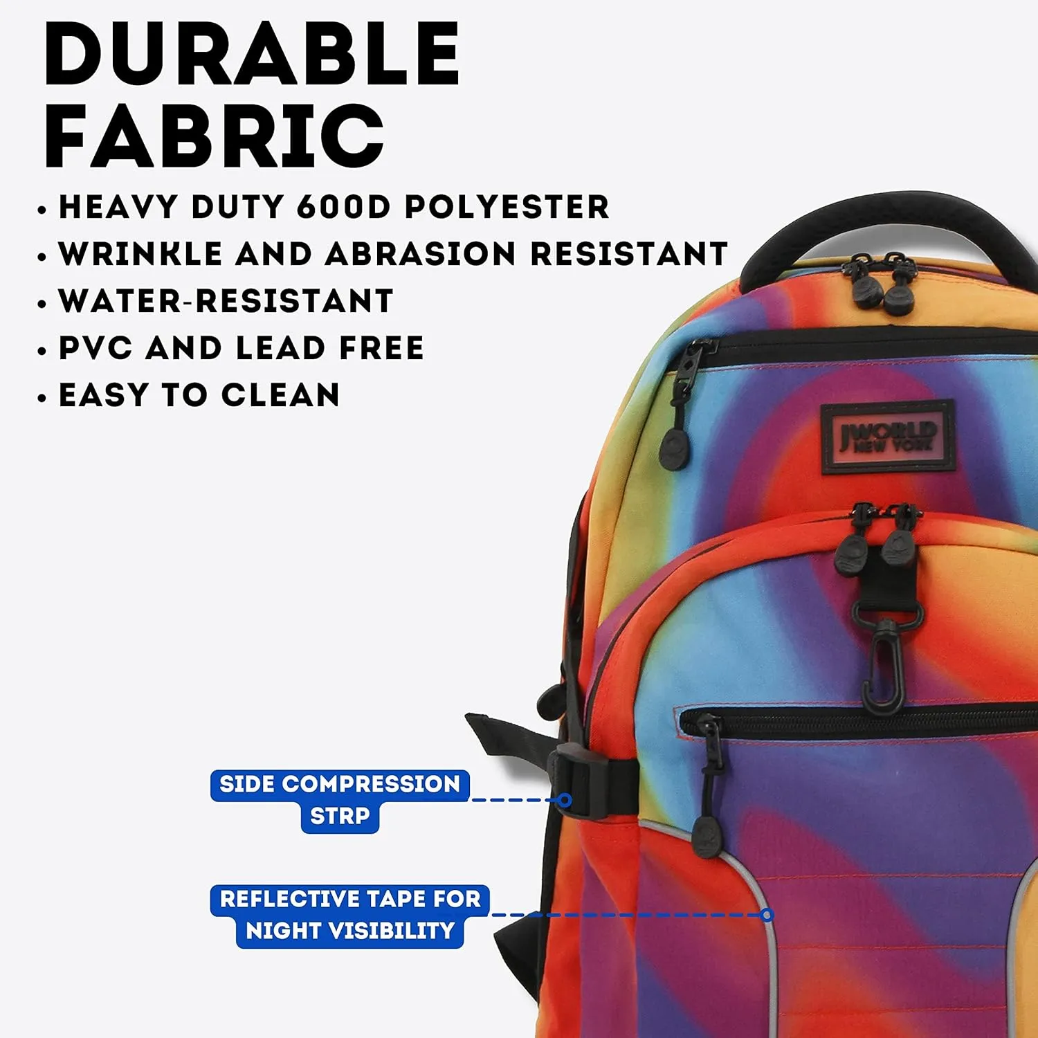 J World New York Atom Multi-Compartment Laptop Backpack, Heat, One Size