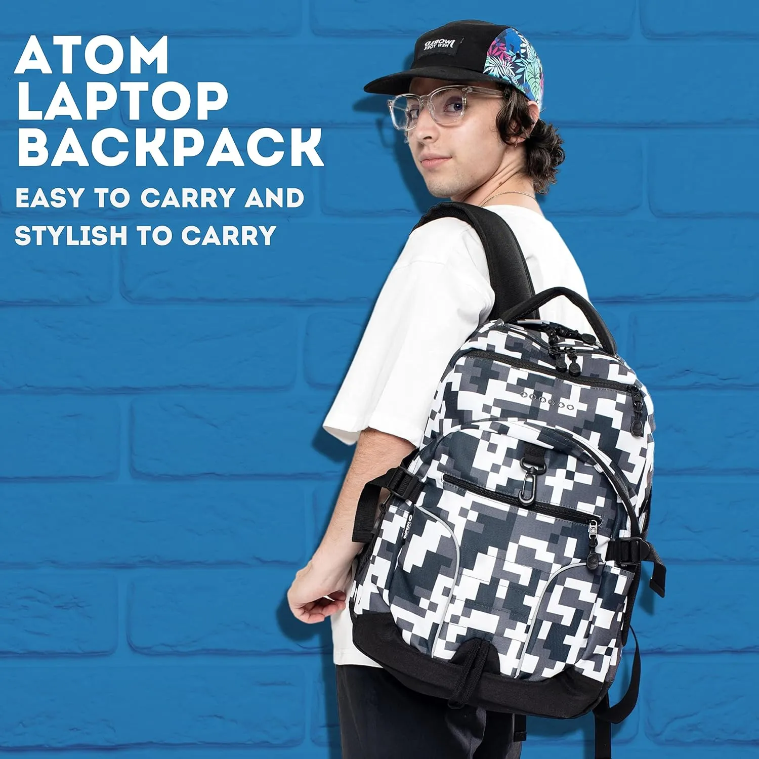 J World New York Atom Multi-Compartment Laptop Backpack, Heat, One Size