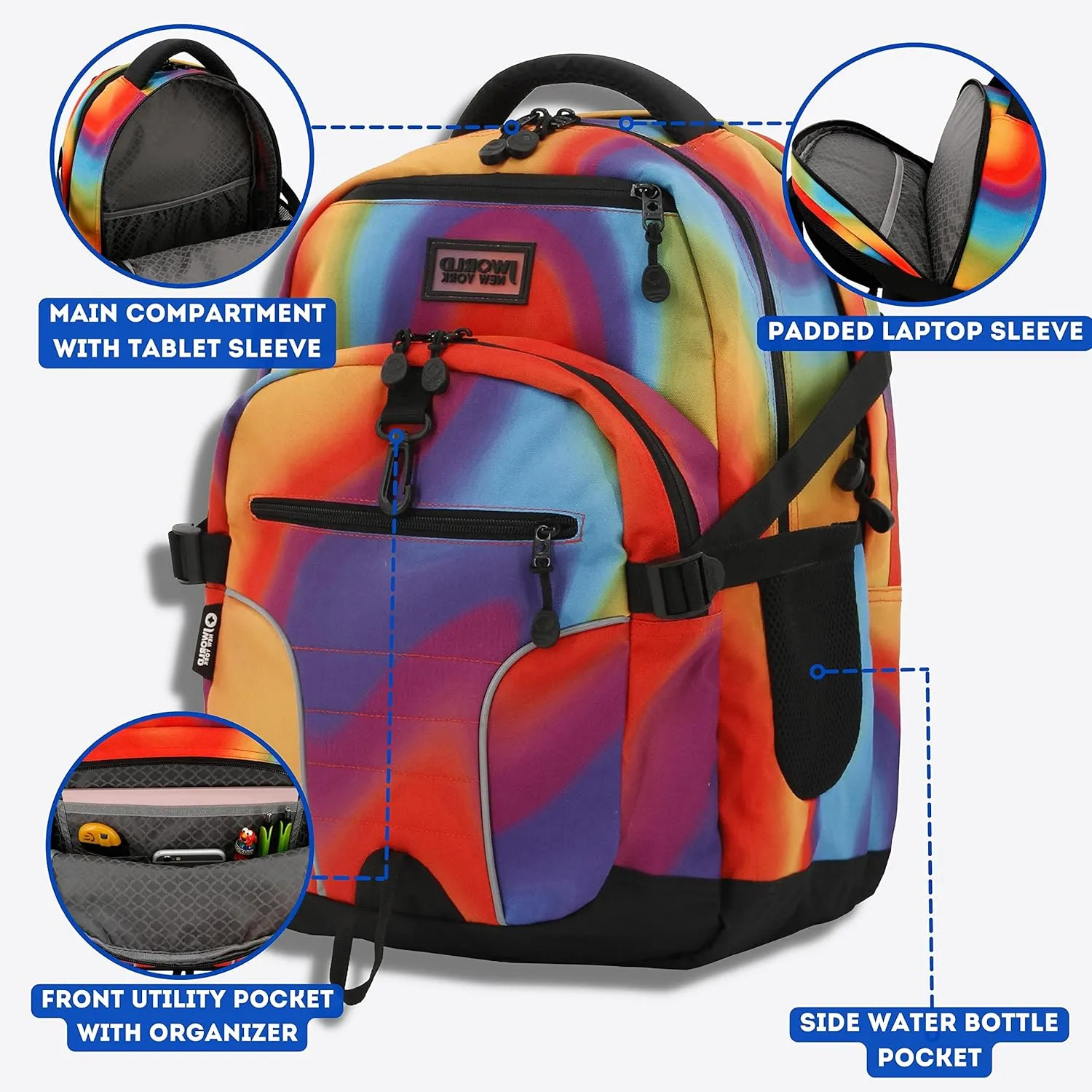 J World New York Atom Multi-Compartment Laptop Backpack, Heat, One Size