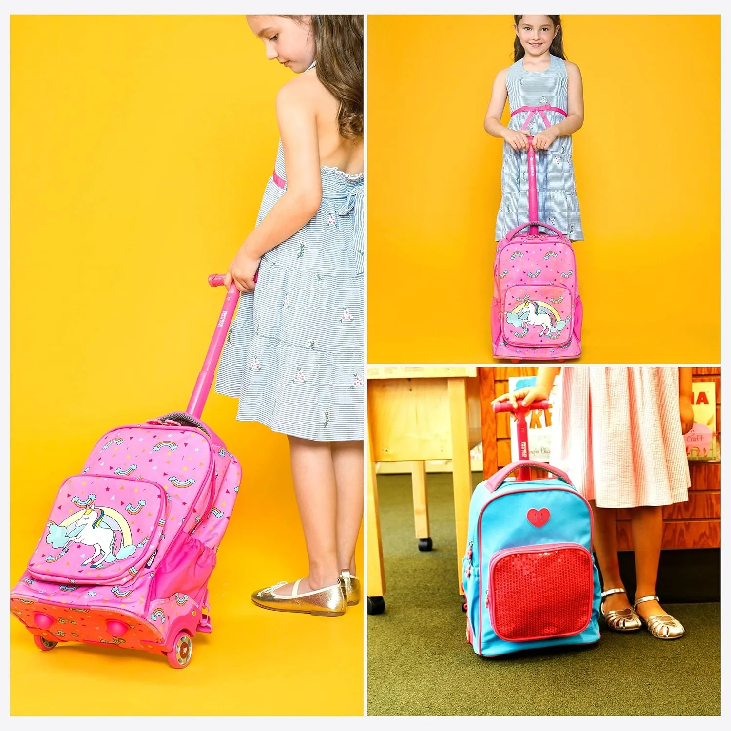 J World New York Kids' Sparkle Rolling Backpack, Speed, One Size