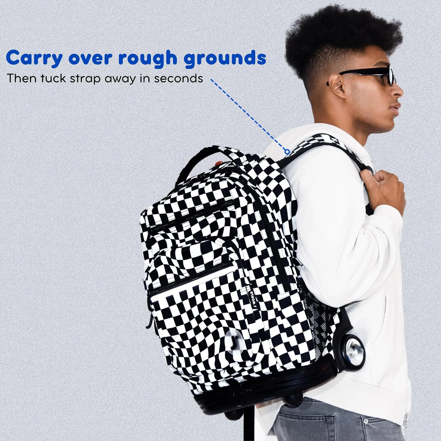 J World New York Sundance Rolling Backpack Girl Boy Roller Bookbag, Night Bloom, 20 X 13 X 9 (H X W X D), RBS-19 NIGHT BLOOM