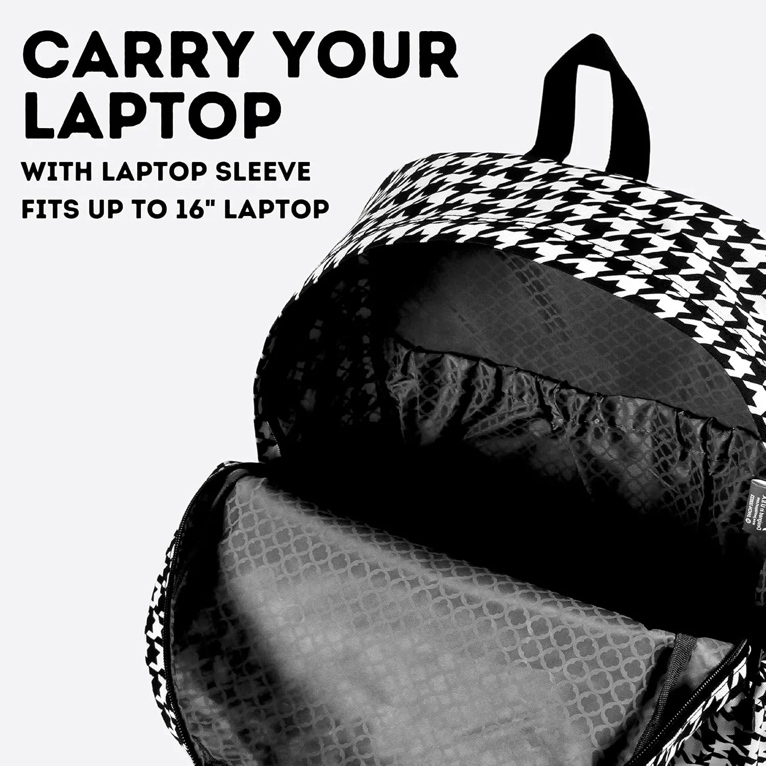 J World New York Unisex Kid's Oz Backpack for Teen Girls Boys Womens School Bookbag, Houndstooth, One Size
