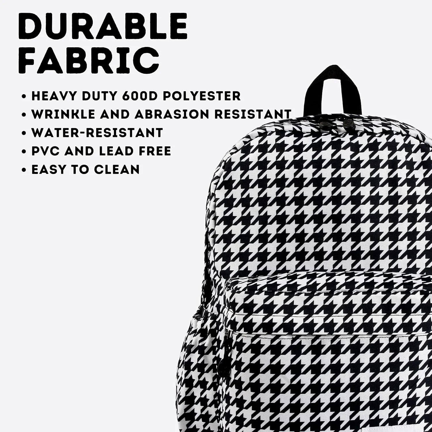 J World New York Unisex Kid's Oz Backpack for Teen Girls Boys Womens School Bookbag, Houndstooth, One Size