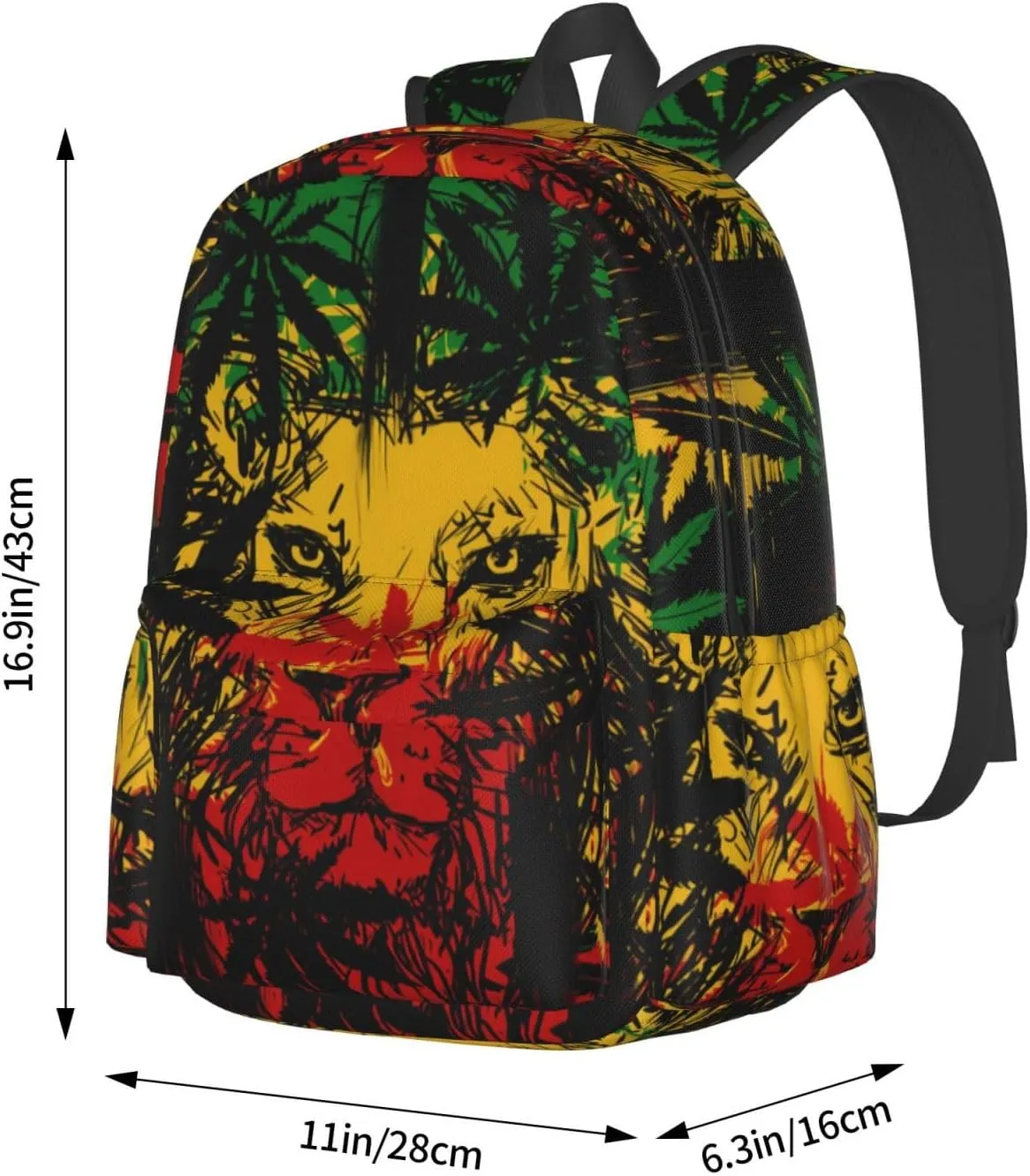 Jamaican Rasta Reggae Judah Lion Unisex Backpacks 15in Laptop Backpack Multipurpose Double Shoulder Bag For Men Women Gifts