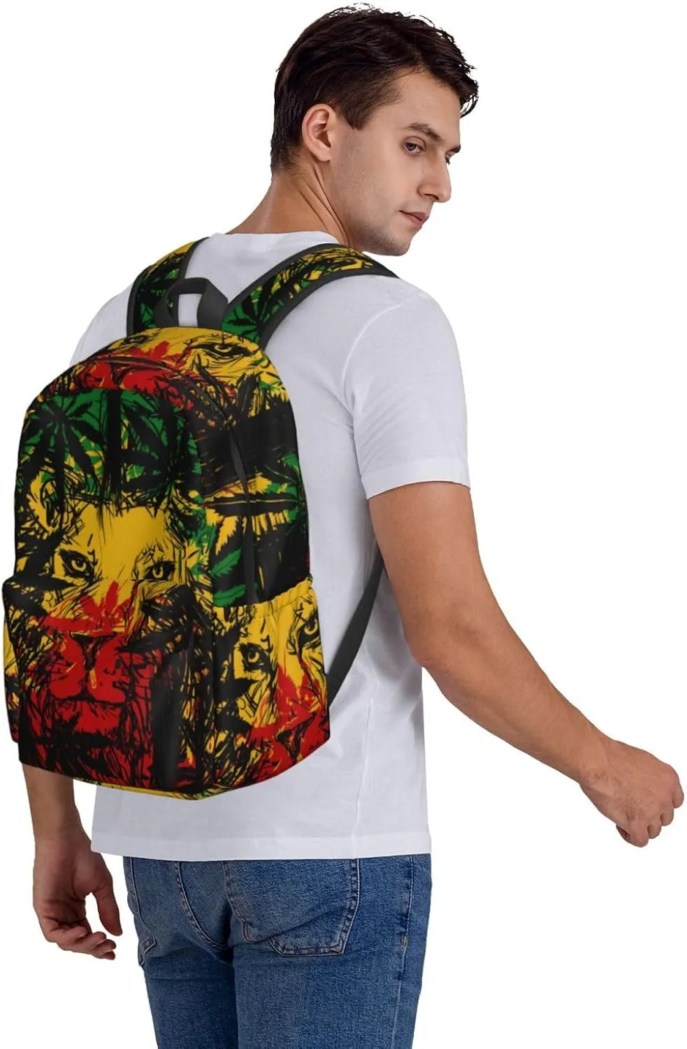 Jamaican Rasta Reggae Judah Lion Unisex Backpacks 15in Laptop Backpack Multipurpose Double Shoulder Bag For Men Women Gifts