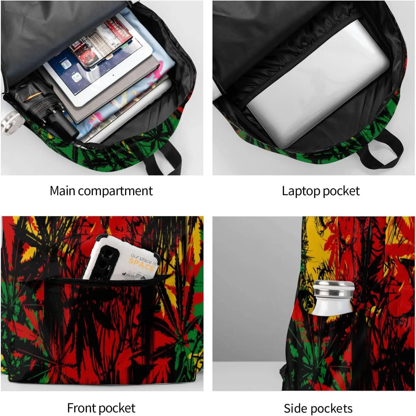 Jamaican Rasta Reggae Judah Lion Unisex Backpacks 15in Laptop Backpack Multipurpose Double Shoulder Bag For Men Women Gifts