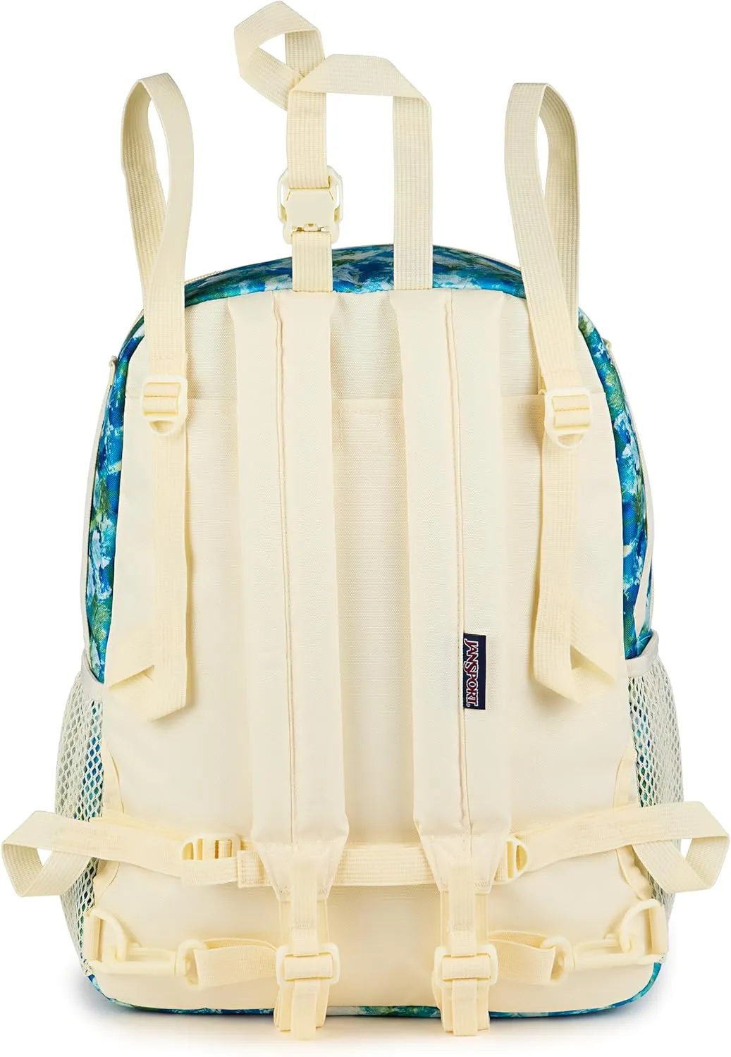 JanSport Central Adaptive Backpack – Wheelchair & Walker Compatible, Tuck-Away Shoulder Straps, Adjustable Backrest Loops & Anchor Straps, Iconic Design, Mia Brown White Flowers