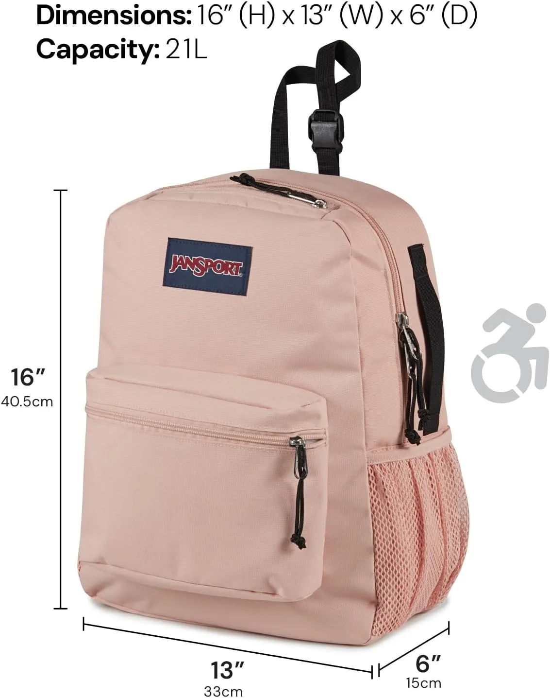 JanSport Central Adaptive Backpack – Wheelchair & Walker Compatible, Tuck-Away Shoulder Straps, Adjustable Backrest Loops & Anchor Straps, Iconic Design, Mia Brown White Flowers