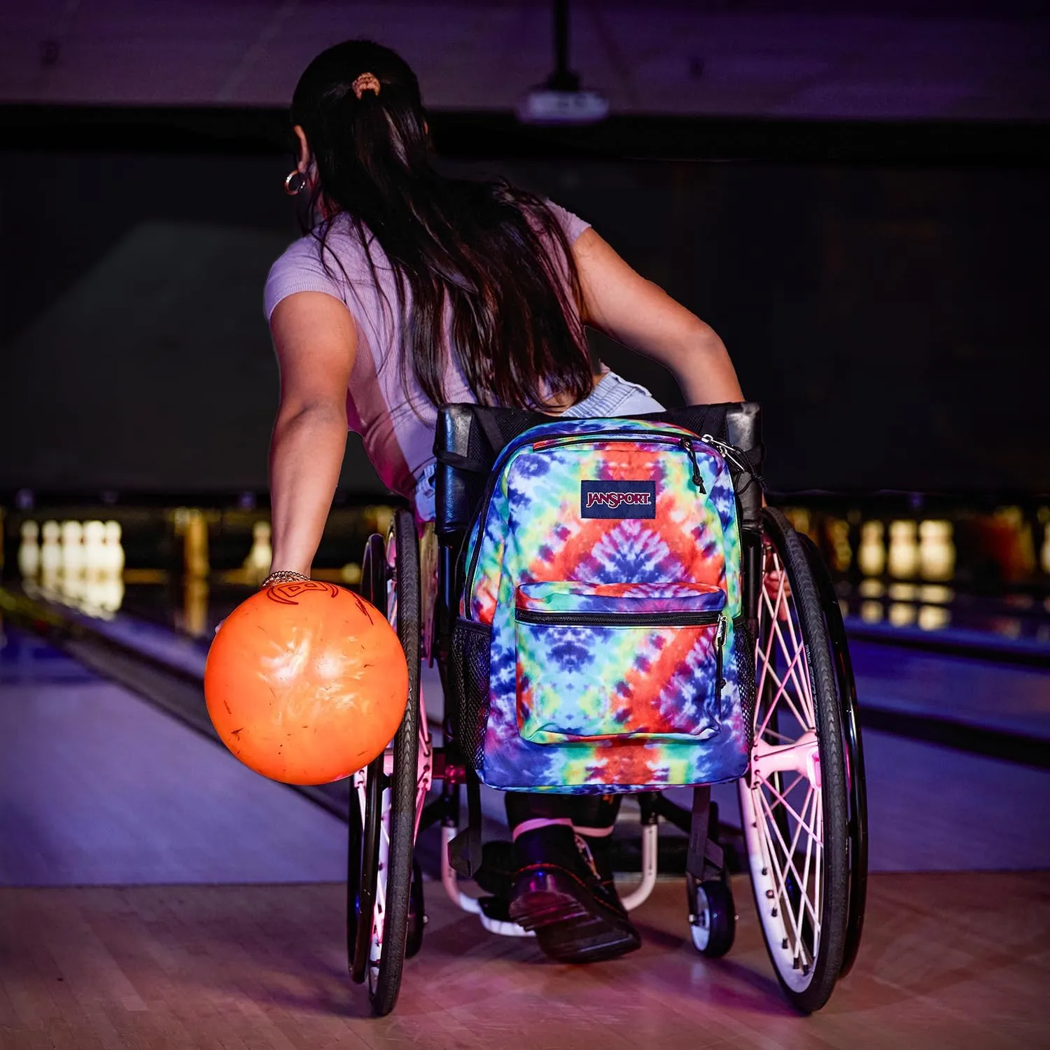 JanSport Central Adaptive Backpack – Wheelchair & Walker Compatible, Tuck-Away Shoulder Straps, Adjustable Backrest Loops & Anchor Straps, Iconic Design, Mia Brown White Flowers