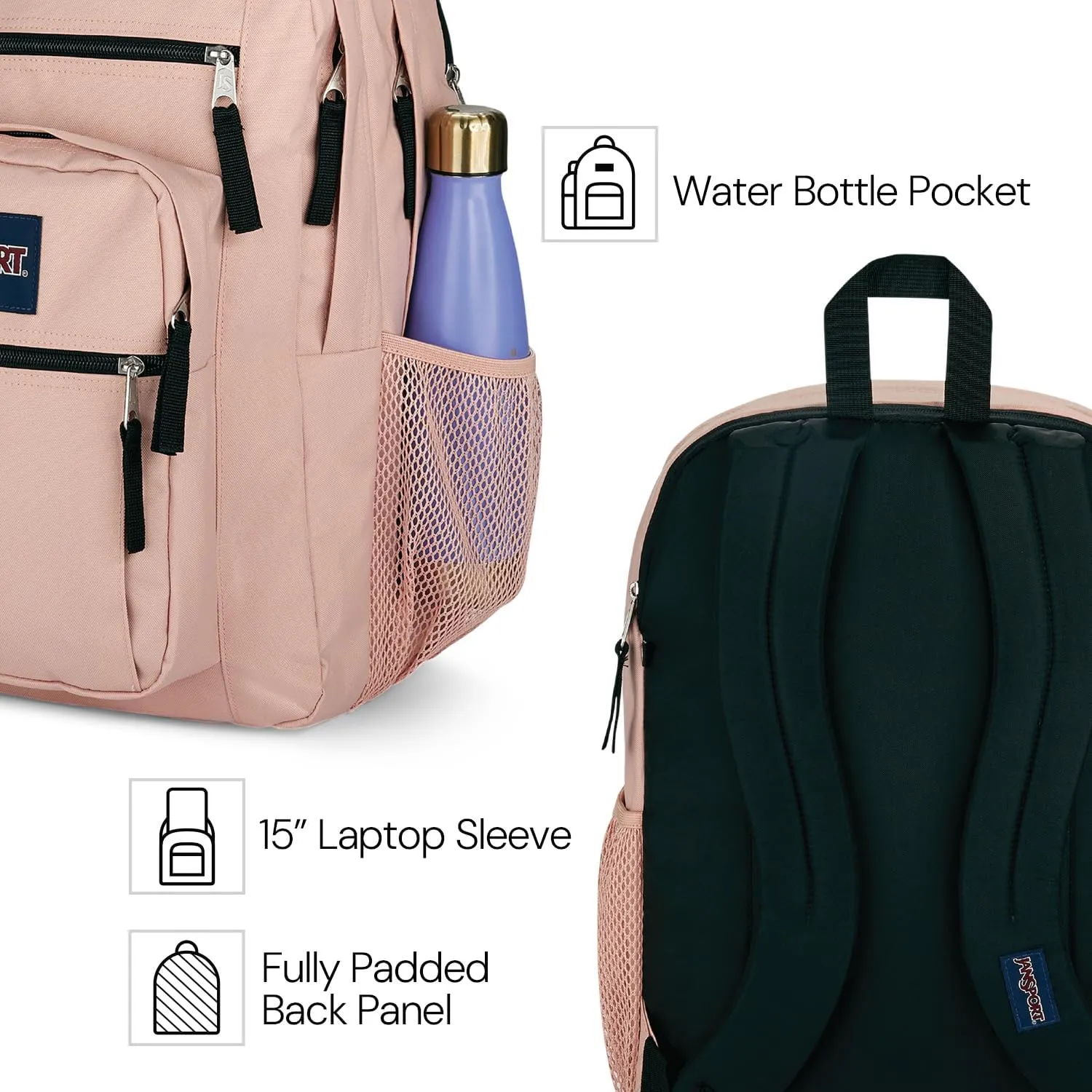 JanSport Laptop Backpack - Computer Bag with 2 Compartments, Ergonomic Shoulder Straps, 15” Laptop Sleeve, Haul Handle - Book Rucksack - Batik Wash