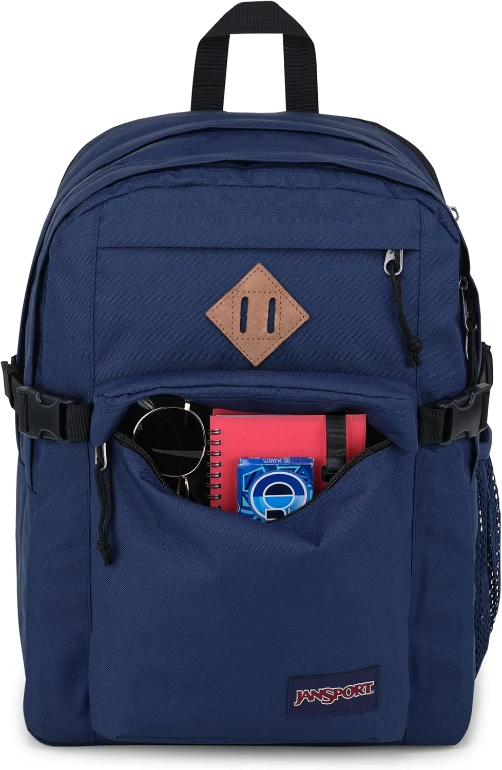 JanSport Main Campus Backpack - Travel or Work backpack w 15-Inch Laptop Sleeve and Dual Water Bottle Pockets, Navy