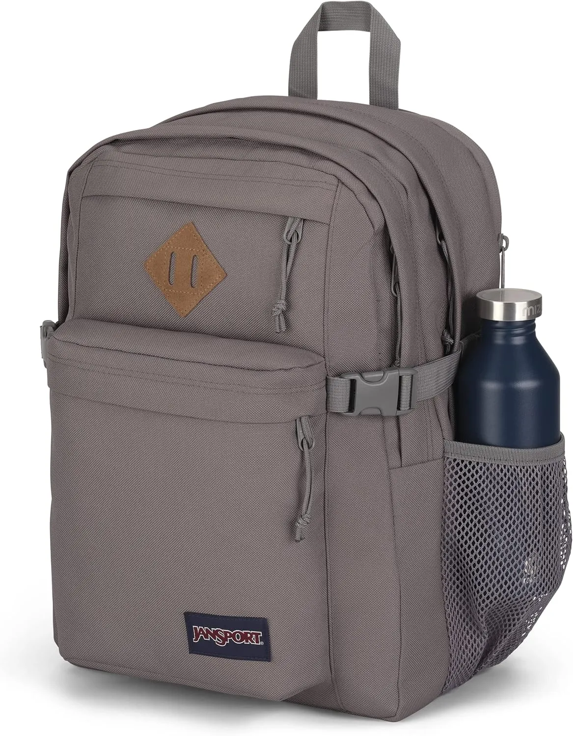 JanSport Main Campus FX Backpack - Travel or Work Bag w 15-Inch Laptop Pack with Leather Trim, Graphite Grey