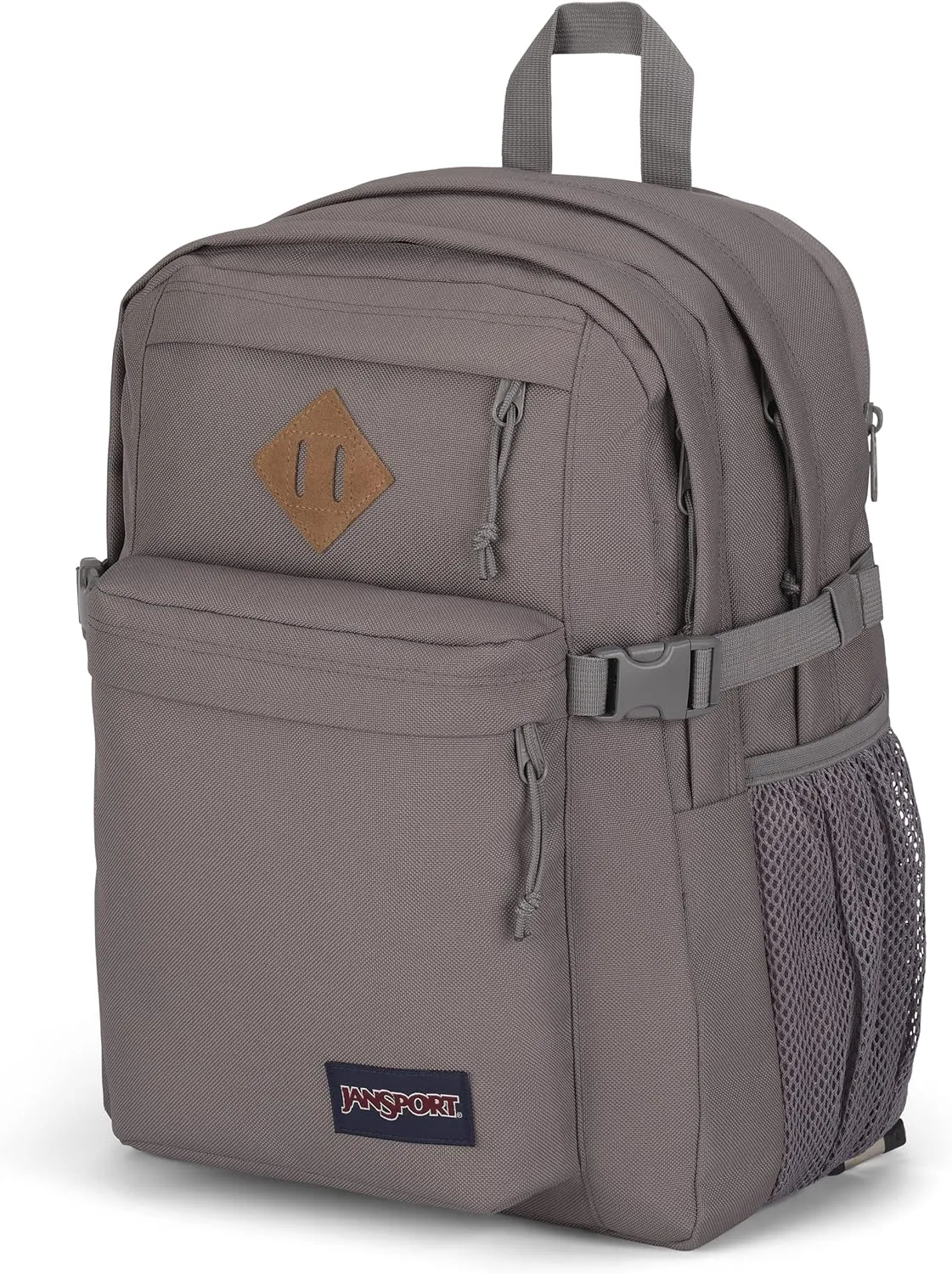JanSport Main Campus FX Backpack - Travel or Work Bag w 15-Inch Laptop Pack with Leather Trim, Graphite Grey