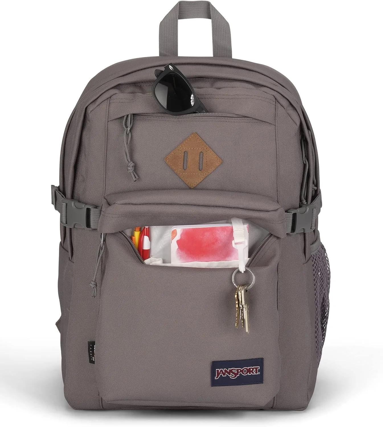 JanSport Main Campus FX Backpack - Travel or Work Bag w 15-Inch Laptop Pack with Leather Trim, Graphite Grey