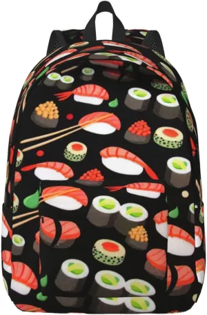 Japanese Sushi Shrimp Canvas Casual Lightweight Duffel Bag, Fashion Duffel Bag, Casual Daypack, Unisex Travel Backpack