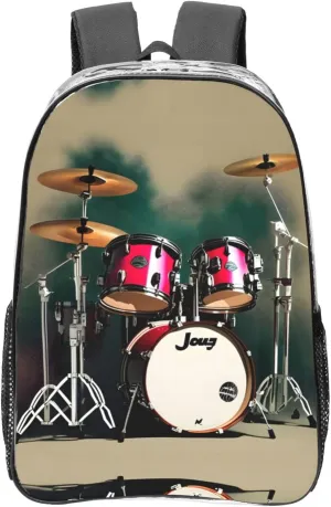 Jazz drum Print Large Clear PVC Backpack Men Women Suitable Bag Stadium Event Outdoor Sport Travel