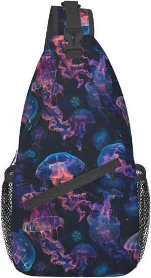 Jellyfish Sling Backpack Chest Bag Crossbody Shoulder Bag Gym Cycling Travel Hiking Daypack For Men Women