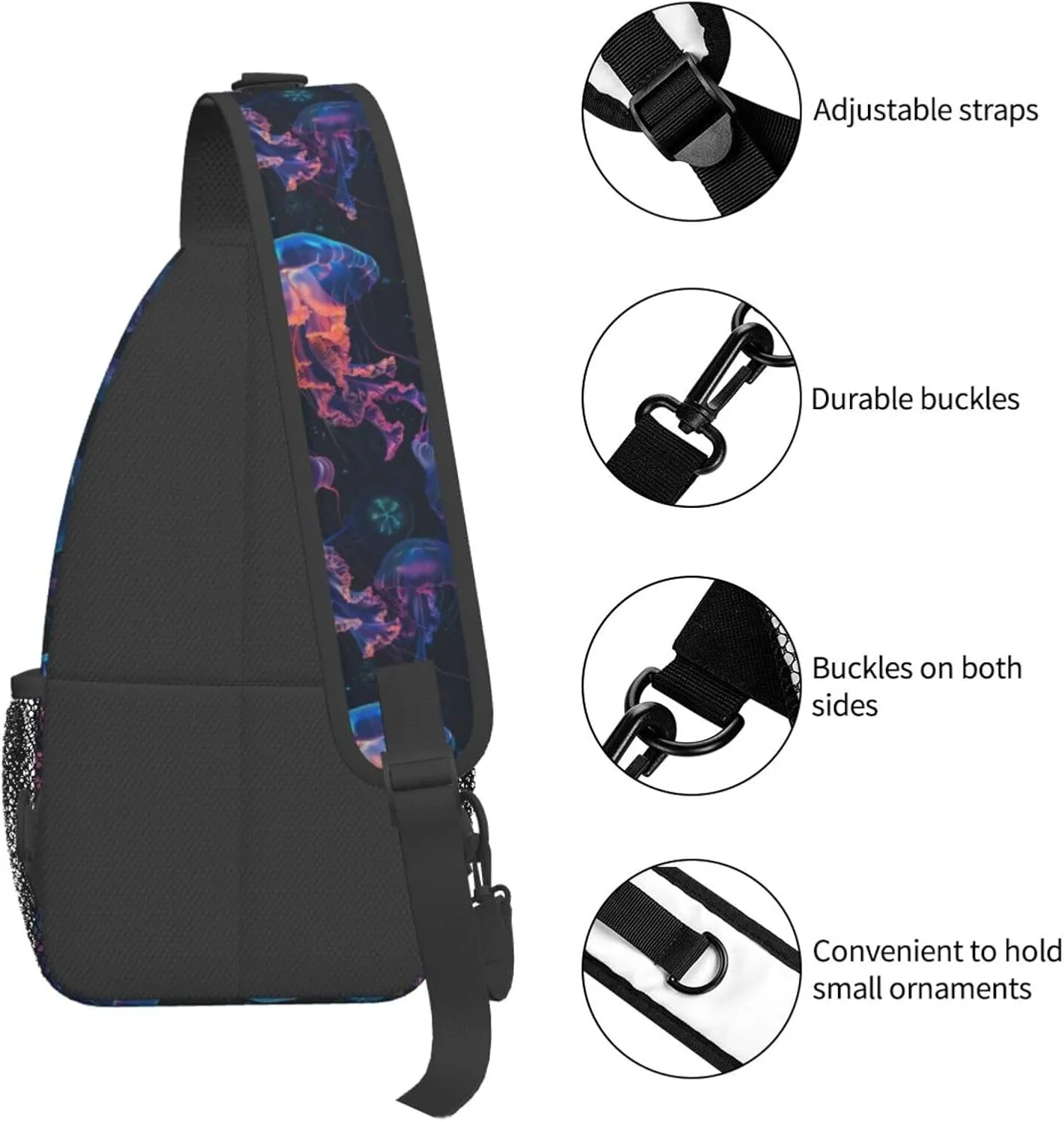 Jellyfish Sling Backpack Chest Bag Crossbody Shoulder Bag Gym Cycling Travel Hiking Daypack For Men Women