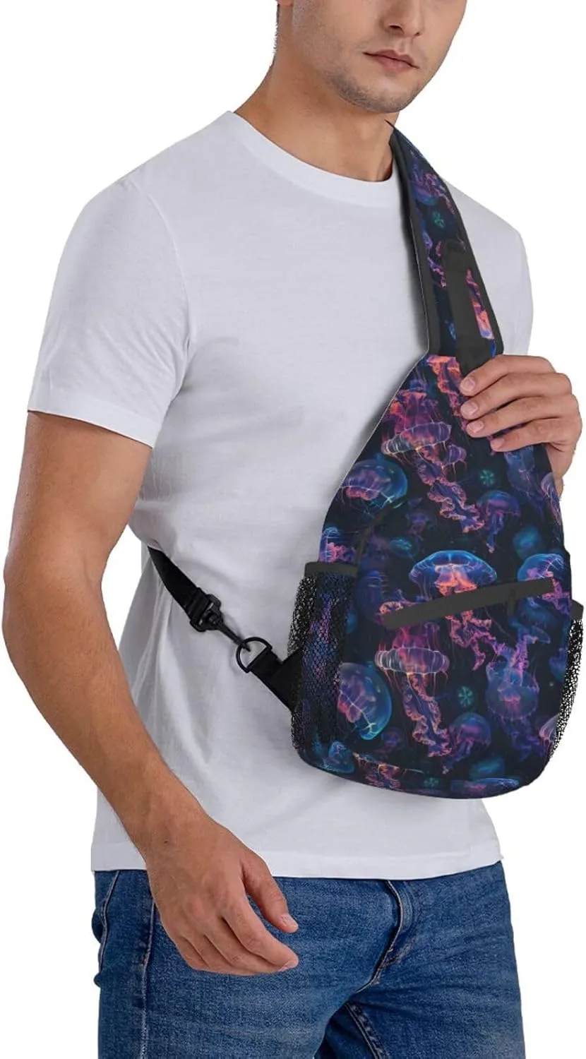 Jellyfish Sling Backpack Chest Bag Crossbody Shoulder Bag Gym Cycling Travel Hiking Daypack For Men Women