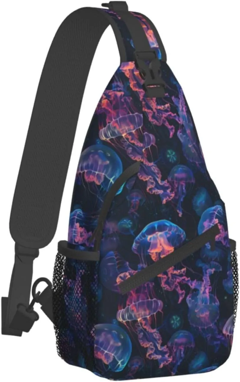 Jellyfish Sling Backpack Chest Bag Crossbody Shoulder Bag Gym Cycling Travel Hiking Daypack For Men Women